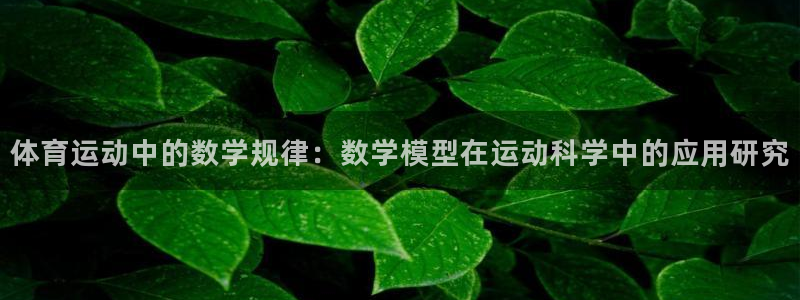 杏悦3平台登录注册：体育运动中的数学规律：数学模型在运动科学中的应用研究